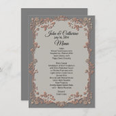 Gray en Peach Floral Wedding Table Menu (Voorkant / Achterkant)
