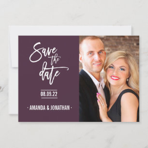 Gray en Plum color Chevron Wedding Save the Date