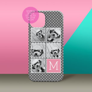 Gray en Roze instagram 5 Foto Collage Monogram Case-Mate iPhone 14 Plus Hoesje