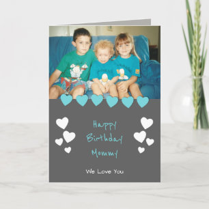 Gray en turkooizen mam foto Birthday Kaart