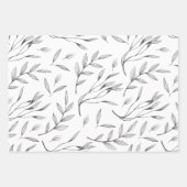 Gray en White Botanical Wrapping Paper Set (Voorkant 3)