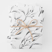 Gray en White Botanical Wrapping Paper Set (In situ)