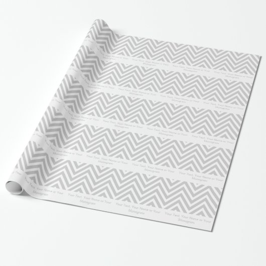 Gray en White Chevron | Gepersonaliseerd Cadeaupapier (Uitgerold)