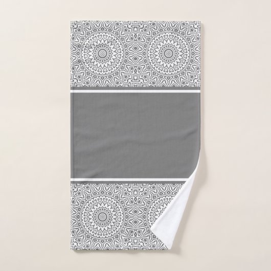 Gray en White Modern Mandala Bad Handdoek (Handdoek)