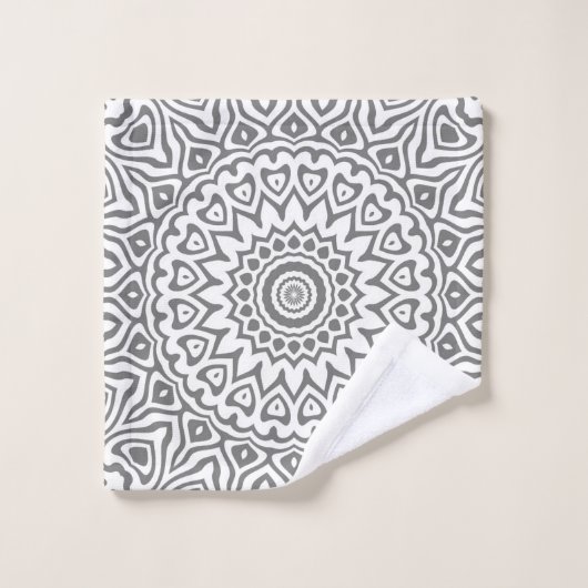 Gray en White Modern Mandala Bad Handdoek (Wasdoekje)
