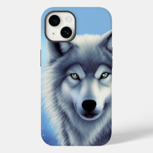 Gray en White Wolf Portrait Case-Mate iPhone 14 Hoesje