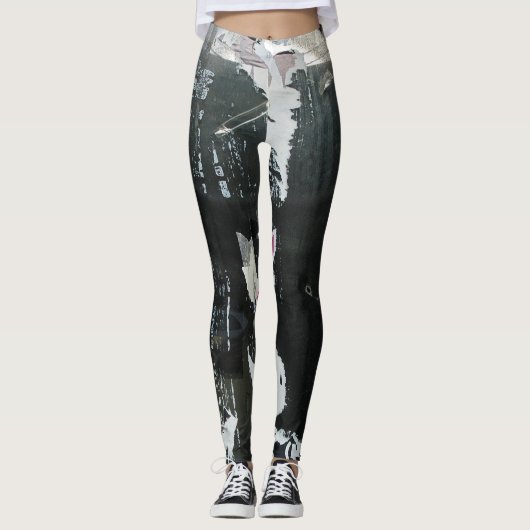 Gray- en zwarte foto leggings (Voorkant)