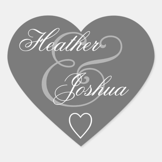 Gray Envelope Seal Wedding Heart V14 Hart Sticker (Voorkant)