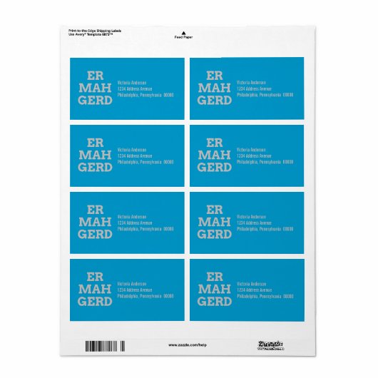 Gray Ermahgerd Verzendlabels Etiket (Full Sheet)