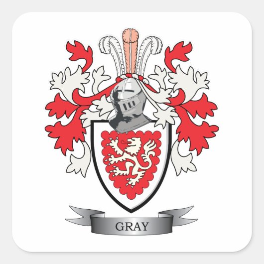 Gray Family Crest Coat. Vierkante Sticker (Voorkant)