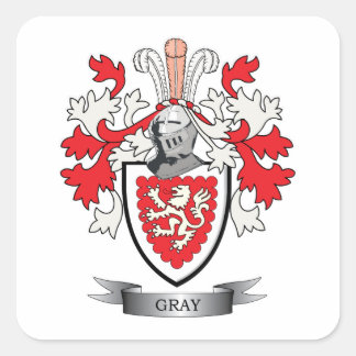 Gray Family Crest Coat. Vierkante Sticker