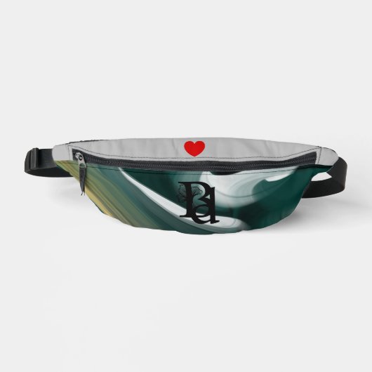 Gray Fanny Pack Trend Abstrait Art Noir Vert (Recto)
