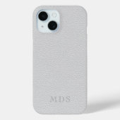 Gray Faux cuir Look Monogramme coque iphone (Verso)