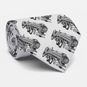 Gray Fire Truck Oil Paint Pattern Stropdas