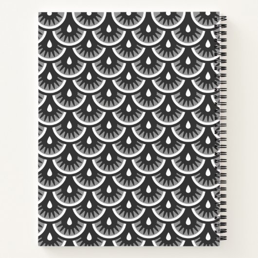 Gray Fishscale Pattern Personalizeerd Notitieboek (Achterkant)