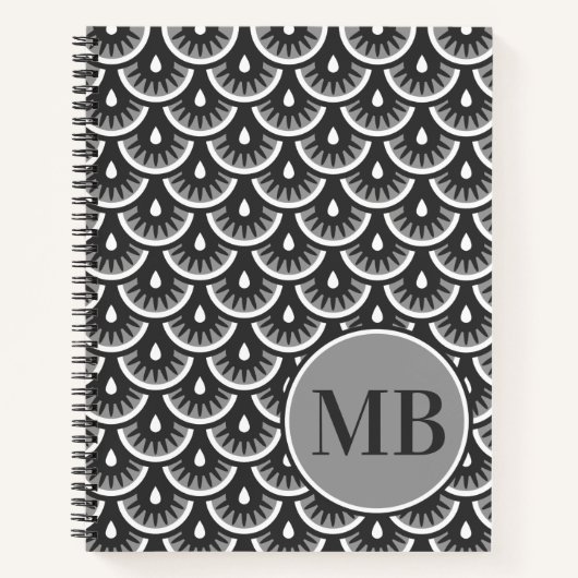 Gray Fishscale Pattern Personalizeerd Notitieboek (Voorkant)