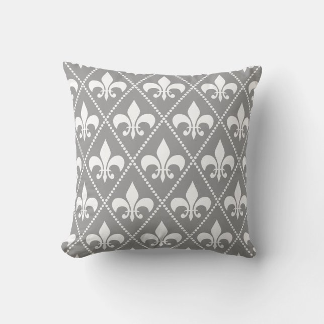 Gray Fleur de Lis Kussen (Voorkant)