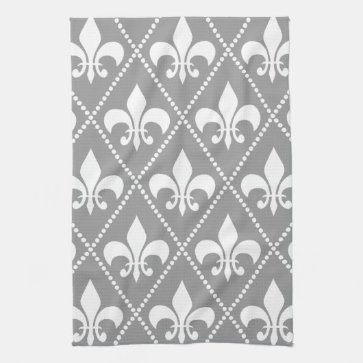 Gray Fleur de Lis Theedoek (Verticaal)