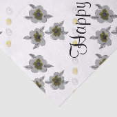 Gray Floral Birthday Tissue Tissuepapier (Detail)