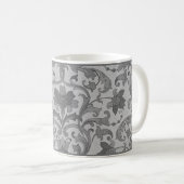 Gray Floral Damask Coffee Mug (Devant droit)
