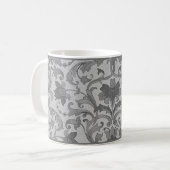 Gray Floral Damask Coffee Mug (Devant gauche)