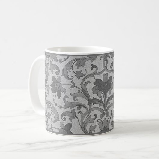 Gray Floral Damask Coffee Mug (Devant gauche)