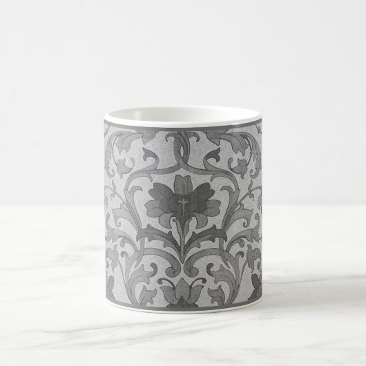 Gray Floral Damask Coffee Mug (Centre)