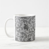 Gray Floral Damask Coffee Mug (Gauche)
