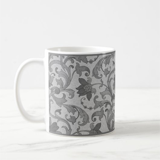 Gray Floral Damask Coffee Mug (Gauche)