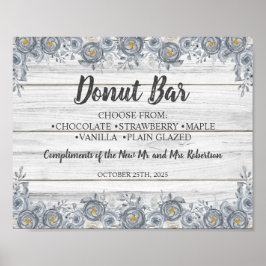 Gray Floral | Donut Bar Vrijgezellenfeest Weddensc Poster