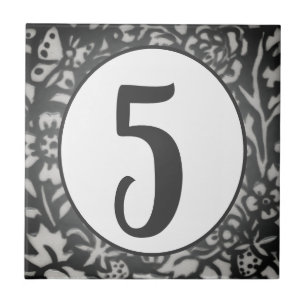 Gray Floral House Number Butterfly Berry Oval Tegeltje