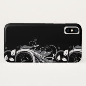 Gray Floral Pattern op Black Case-Mate iPhone Case (Achterkant (horizontaal))