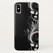 Gray Floral Pattern op Black Case-Mate iPhone Case (Achterkant)