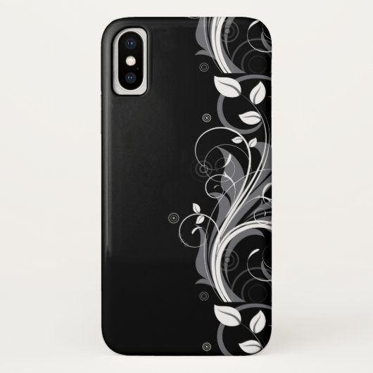 Gray Floral Pattern op Black Case-Mate iPhone Case (Achterkant)