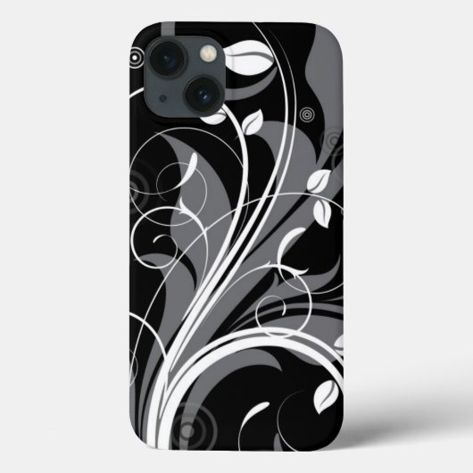 Gray Floral Pattern op Black Case-Mate iPhone Case (Achterkant)