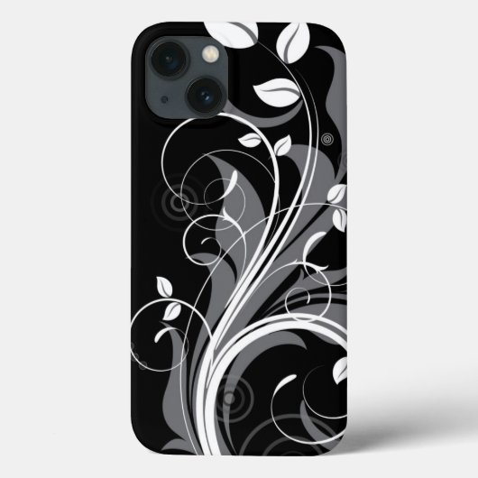 Gray Floral Pattern op Black Case-Mate iPhone Case (Achterkant)