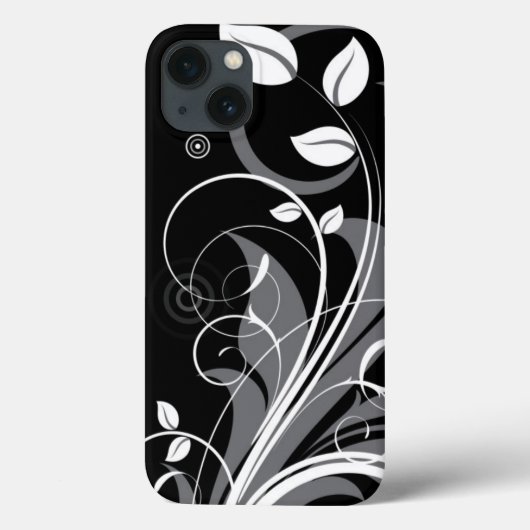 Gray Floral Pattern op Black Case-Mate iPhone Case (Achterkant)