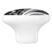 Gray Floral Pattern op Black Keramische Knop (Zijkant)