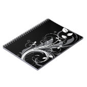 Gray Floral Pattern op Black Notitieboek (Linkerzijde)