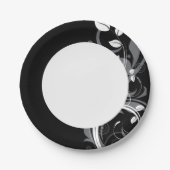 Gray Floral Pattern op Black Papieren Bordje (Voorkant)