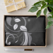 Gray Floral Pattern op Black Tissuepapier (Geschenk)