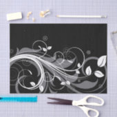 Gray Floral Pattern op Black Tissuepapier (Craft)