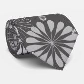 Gray Floral Pattern Stropdas (Opgerold)