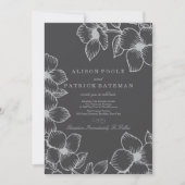 Gray Floral Wedding Invitations Kaart (Voorkant)