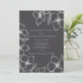 Gray Floral Wedding Invitations Kaart (Staand voorkant)
