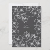 Gray Floral Wedding Invitations Kaart (Achterkant)