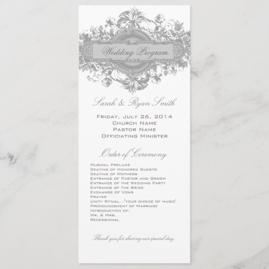  GRAY FLORAL WEDDING PROGRAMMA (Voorkant)