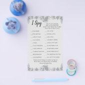 Gray Floral Wedding Reception I Spy Game Kaart (Enkel)