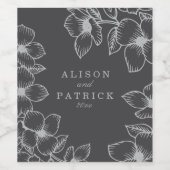 Gray Floral Wijn Etiket (Enkel label)