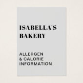 Gray Food Allergy Calorie Information QR Code Card (Devant)